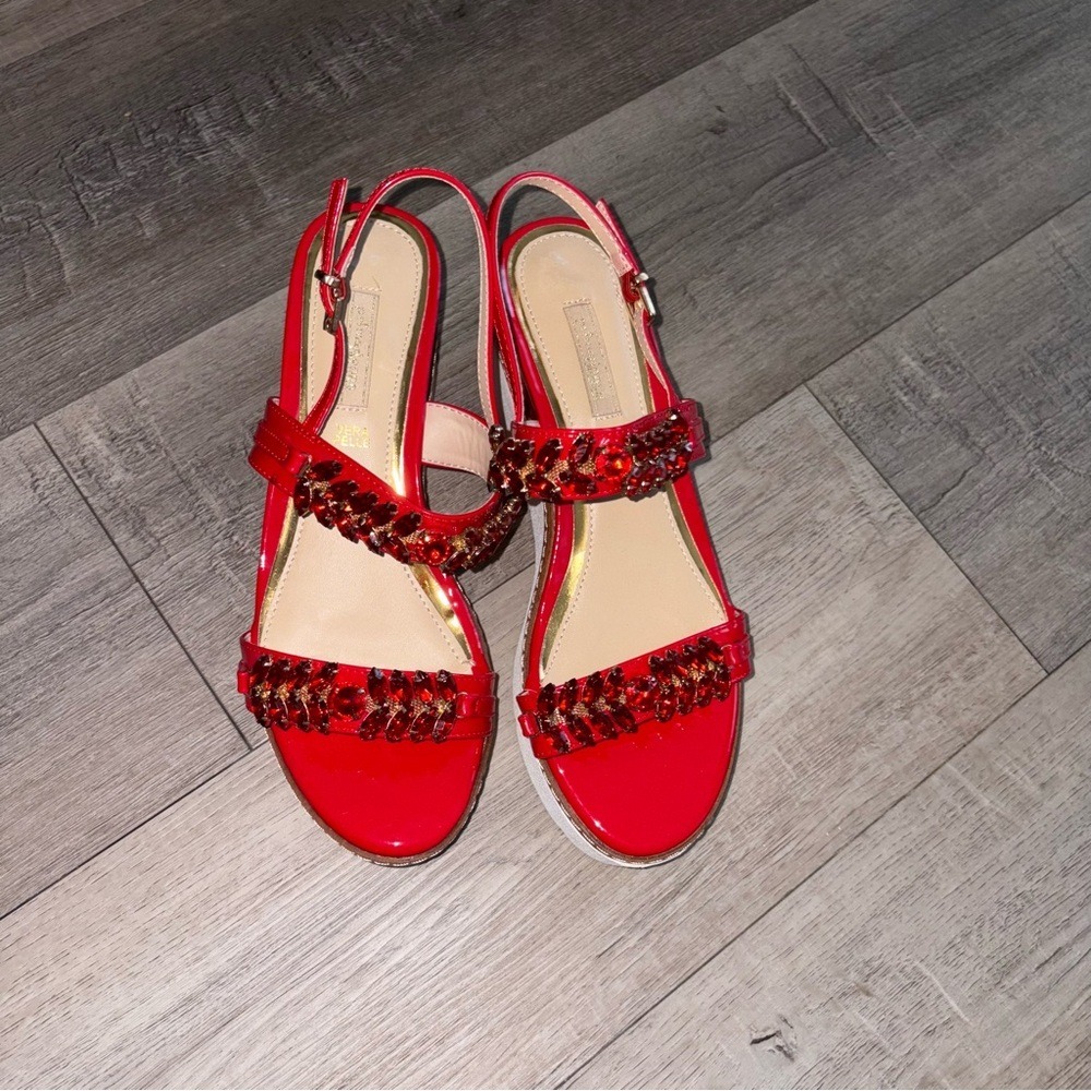 Primadonna Crystal Embellished‎ Platform Sandals Red Excellent Italian eu 40